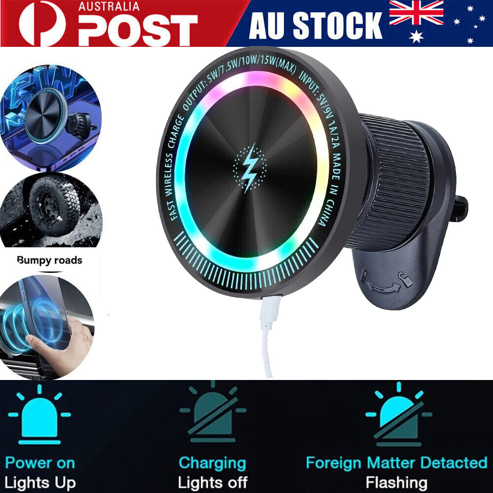15W Magsafe Magnetic Wireless Car Charger Mount Holder Air Vent iPhone 12 13 14