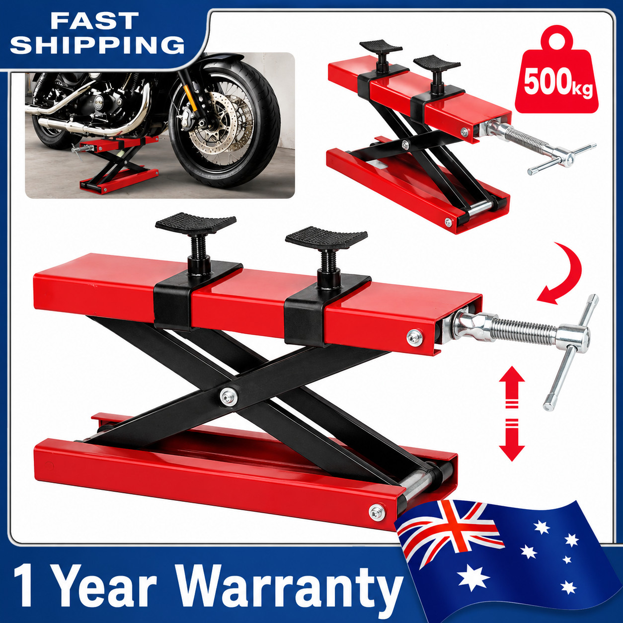 500KG Motorcycle Scissor Lift Jack Steel Work Stand Manual 0.5 ton/1100 lbs