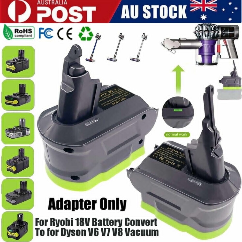Ryobi 18V Battery Adapter for Dyson V6 V7 V8 Vacuum Cleaner RY18V6 ABS plastic