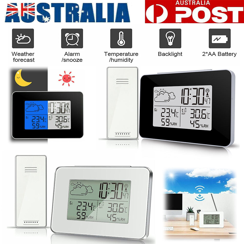 FJ3364 Wireless Weather Station Clock LCD Indoor Outdoor Humidity Thermometer
