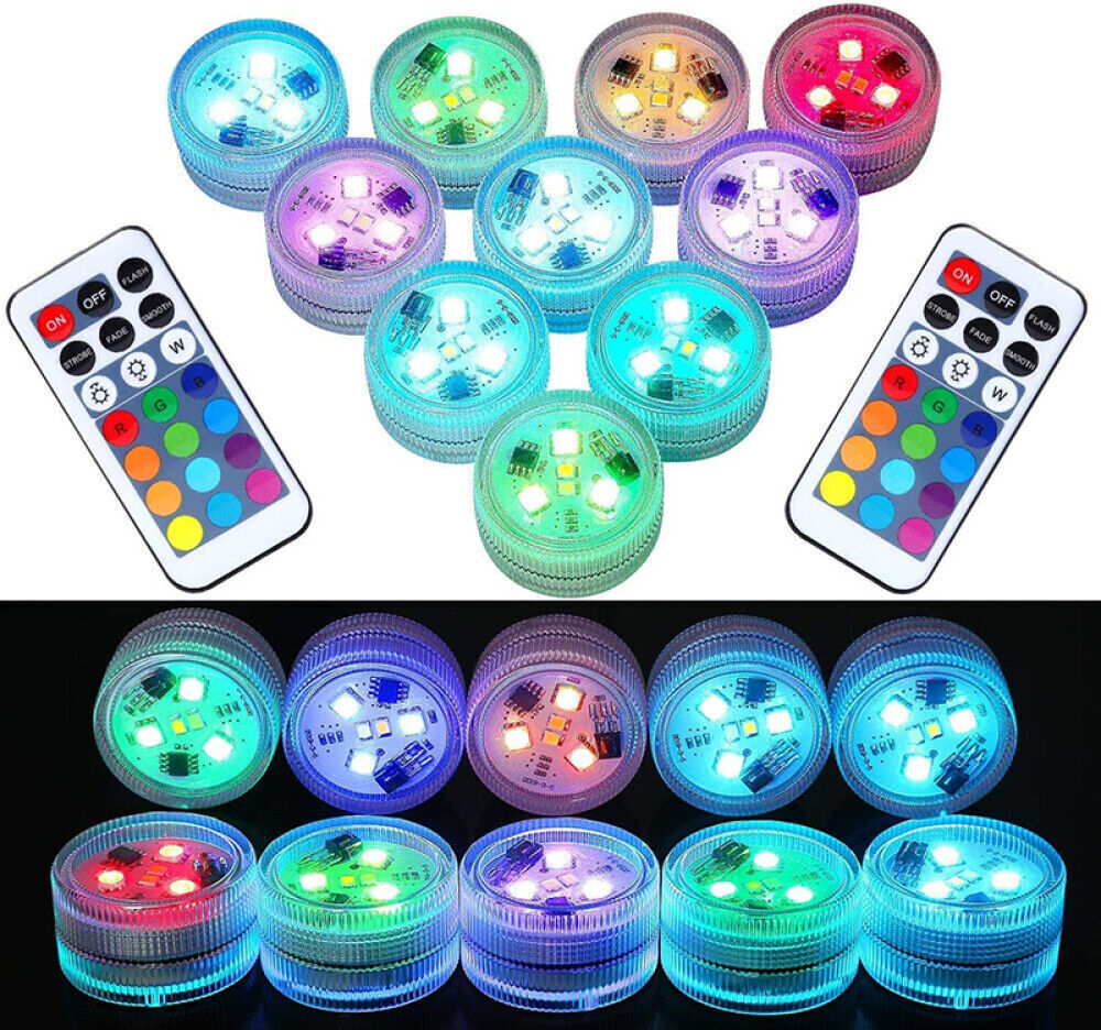 5/10X RGB Submersible Underwater LED Lights Remote Control IP68 ABS Pool Lamp