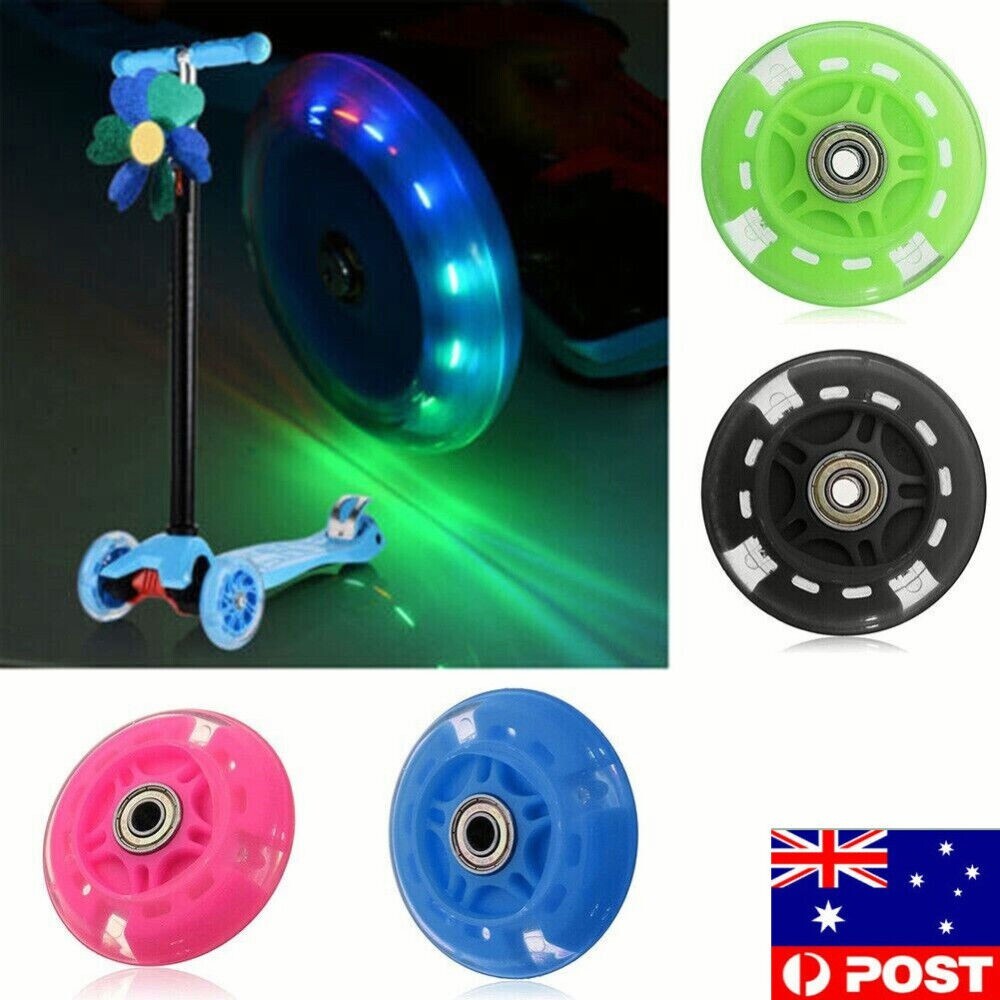 80mm LED Flash Wheel For Mini Maxi Micro Scooter Rear ABEC-7 PU Black Pink 1pc
