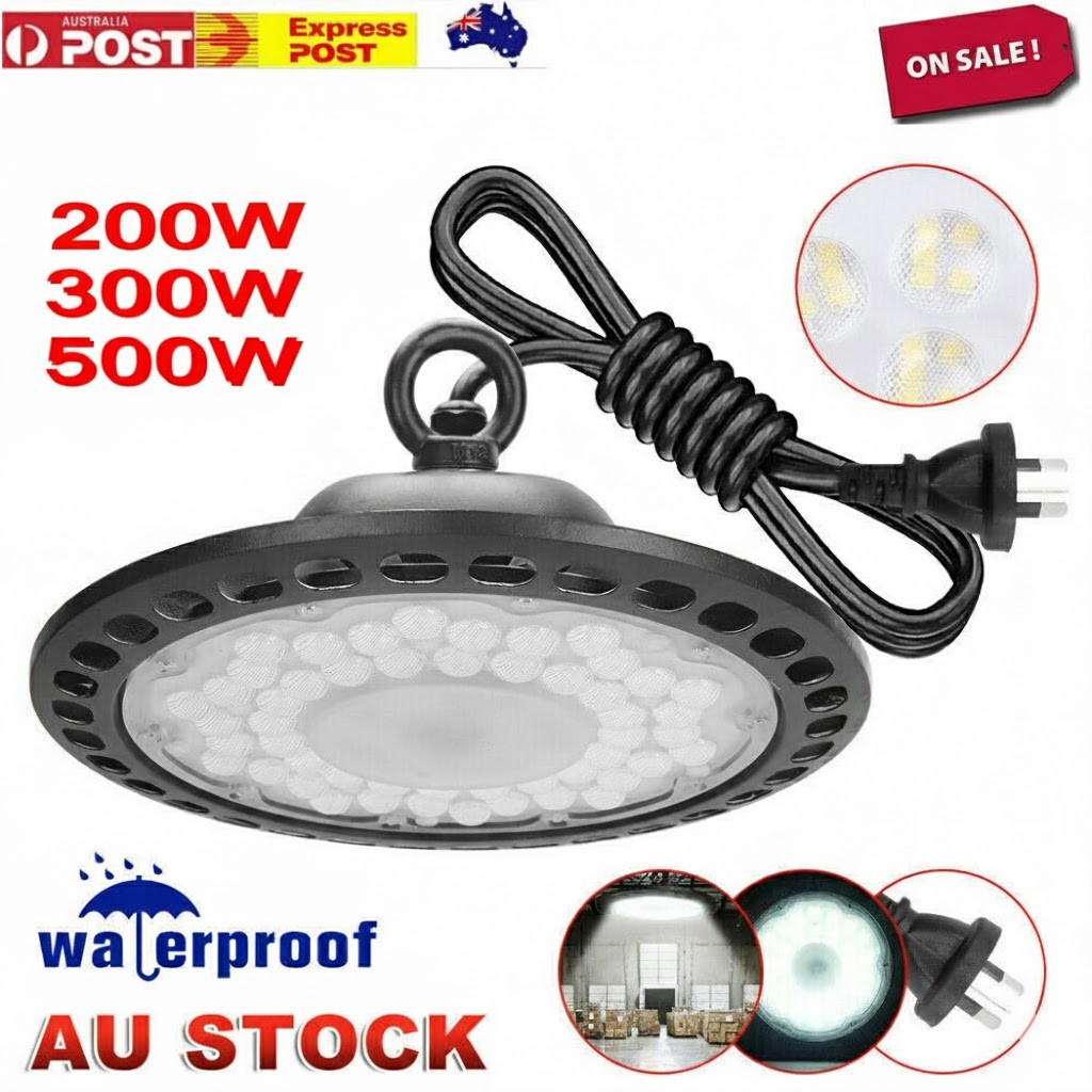 500W UFO LED High Bay Lights 100W Warehouse Industrial Shed Factory Lamps AU A-G