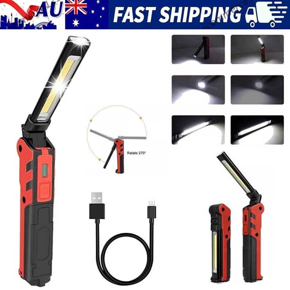 USB Rechargeable COB Magnetic Folding Work Light Flashlight 270 Rotation IP65