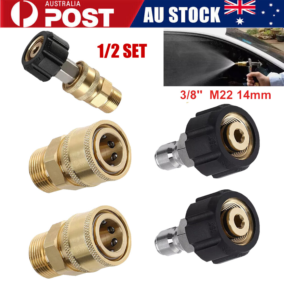 M22-14 to 3/8 Quick Connect Pressure Washer Hose Adapter 5000PSI Brass 1 Set