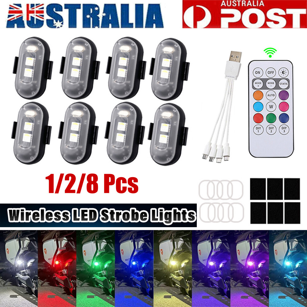 Wireless LED Strobe Light RGB 8 Colors Rechargeable High Brightness Remote AU