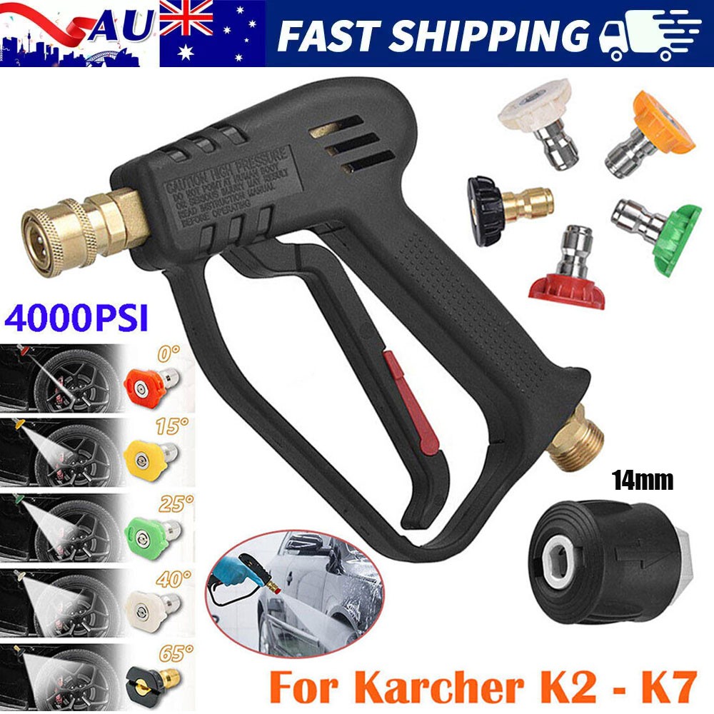 Karcher K2-K7 Pressure Washer Trigger Gun 4000PSI 5 Nozzle Tips M22-14mm Black