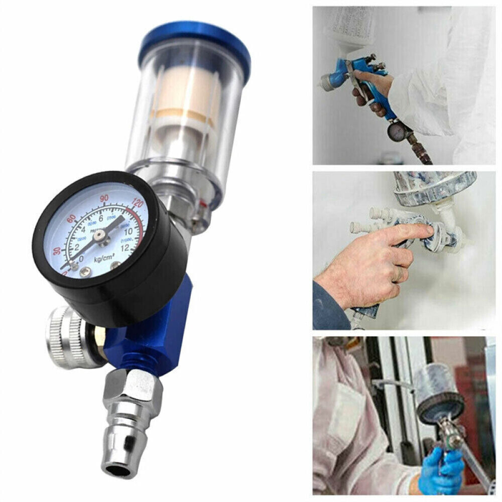 Air Spray Gun Regulator Gauge 1/4in. Water Filter Separator 0-140PSI Digital