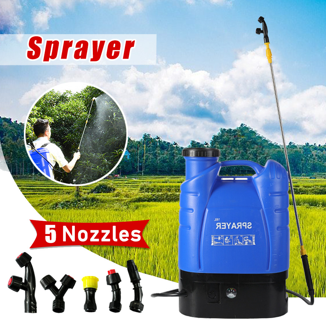 16L Electric Garden Backpack Sprayer Rechargeable Battery Pump Spray Gun Hose