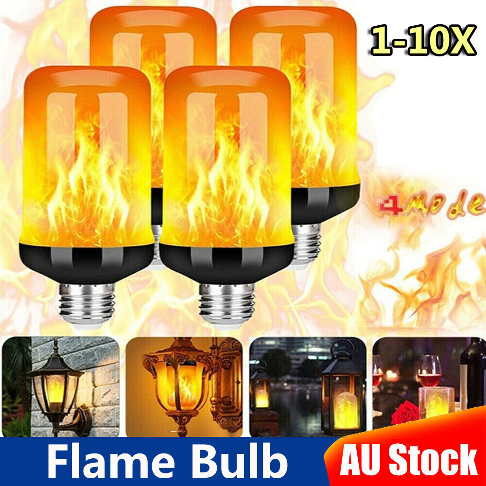 E27 LED Flame Effect Bulb 4 Modes Flickering Fire Dimmable IP65 85-265V Screw