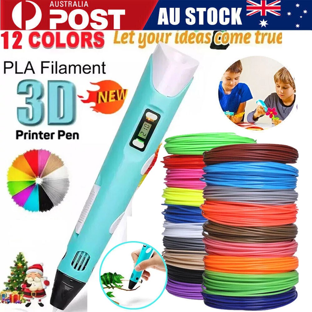3D Printing Pen Set 12 Colours Filament Screen Cable Kids ages 8 Speed control