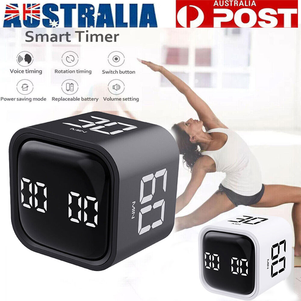 Cube Timer Digital Gravity Flip 15-20-30-60 Minute Kitchen Cooking ABS Black