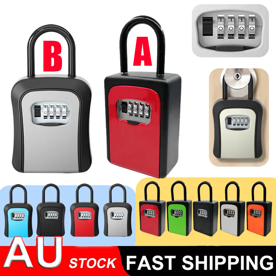 Key Safe Box 4 Digit Combination Lock Heavy Duty Aluminum Alloy Outdoor Home