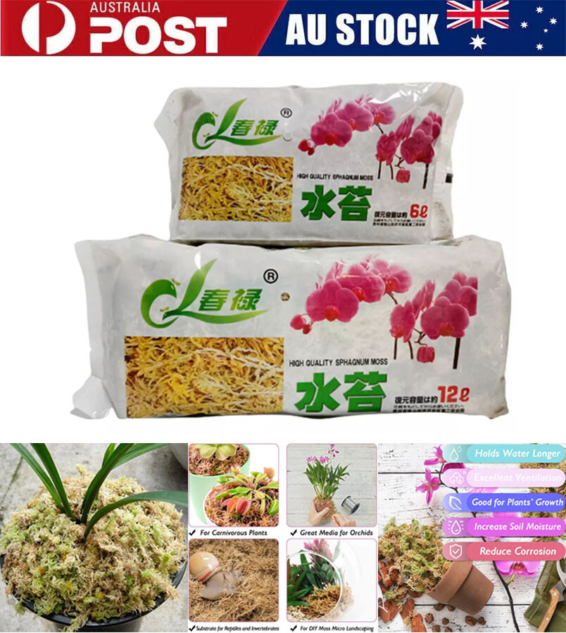Natural Sphagnum Moss Orchid Potting Mix 12L/6L Drainage Water Retention Peat