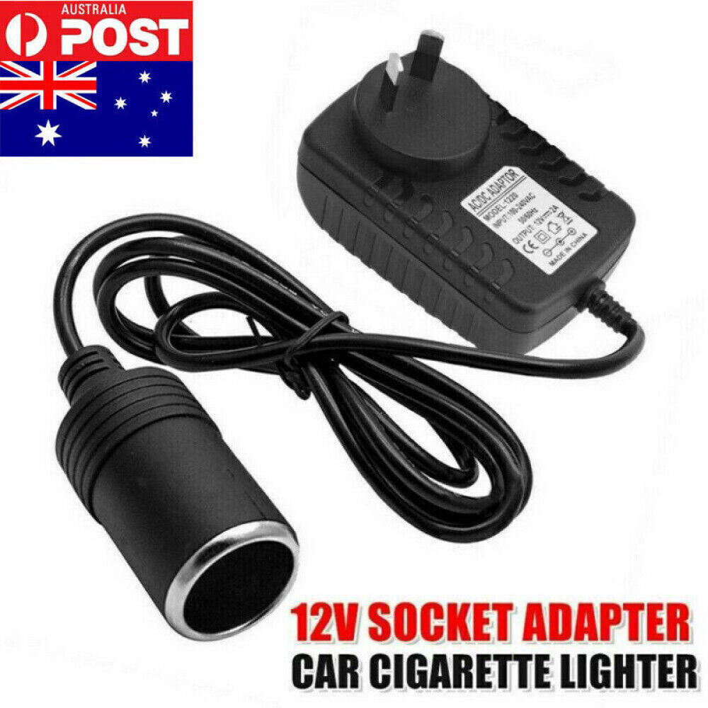 AU Wall Plug to 12V Car Cigarette Lighter Socket Adapter DC 12V/2A 24W black