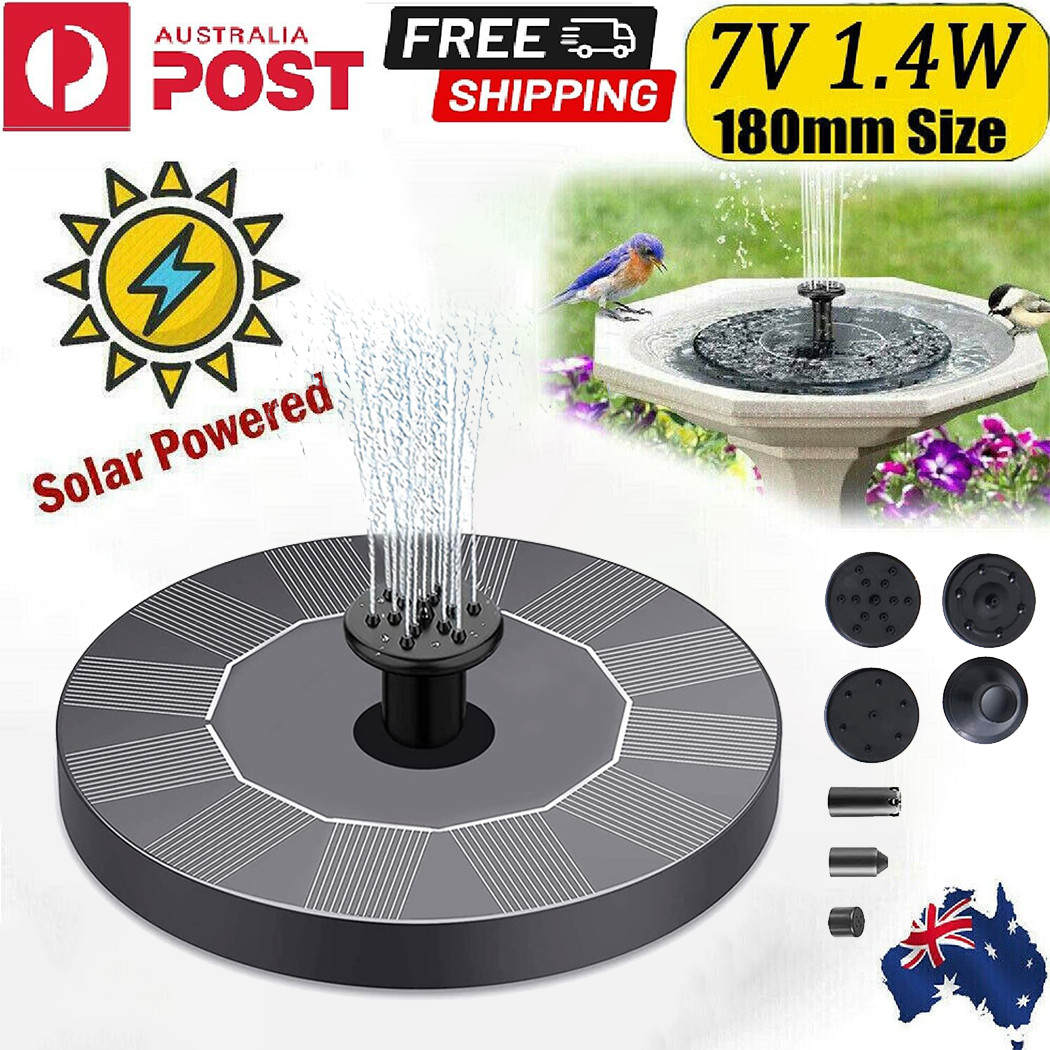 Solar Powered Floating Bird Bath Water Fountain Pump Garden Pond Black 1.4W