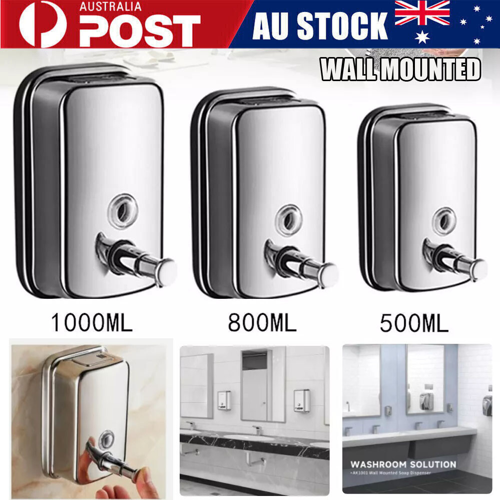 Stainless Steel Soap Dispenser Wall Mount Manual Liquid Pump 500ML 800ML 1000ML