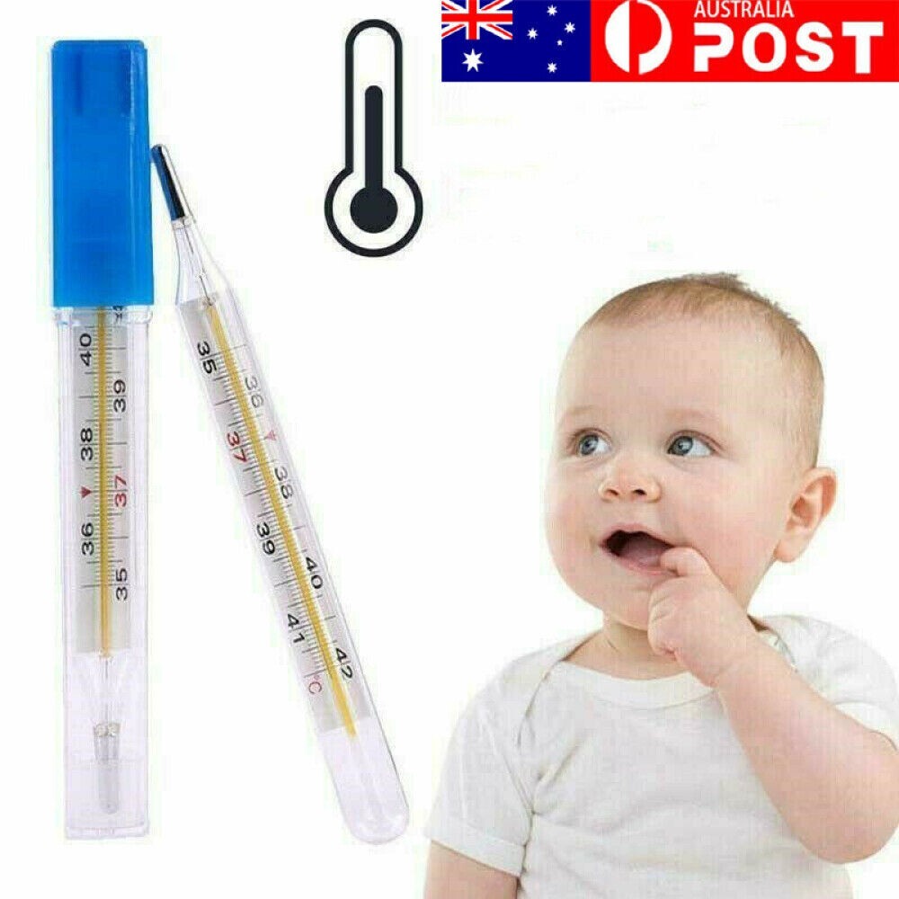 Mercury Free Clinical Glass Thermometer Adult Kids Oral Rectal Armpit Scale 0.1