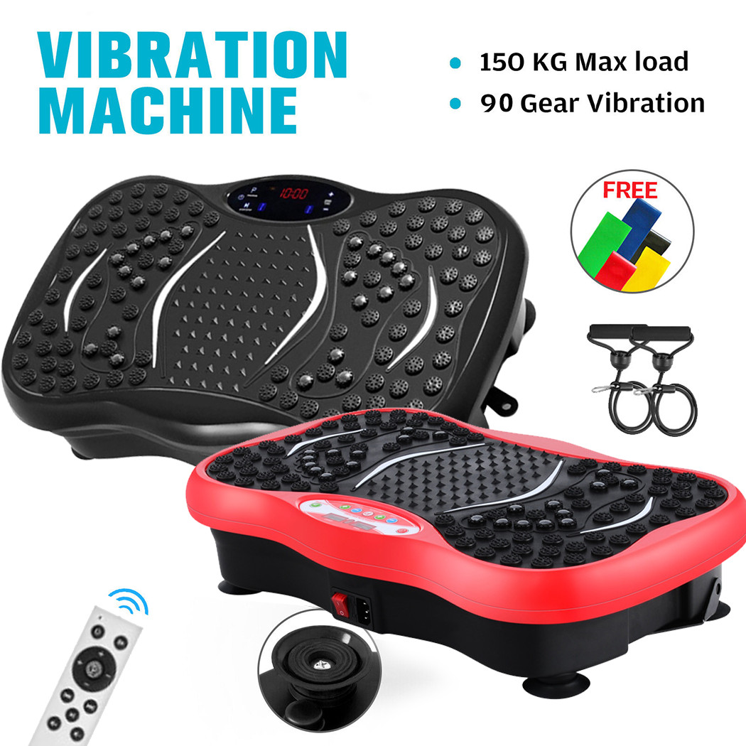 Black Vibration Plate Exercise Machine Foldaway/Compact LCD-Display Timer 150 kg