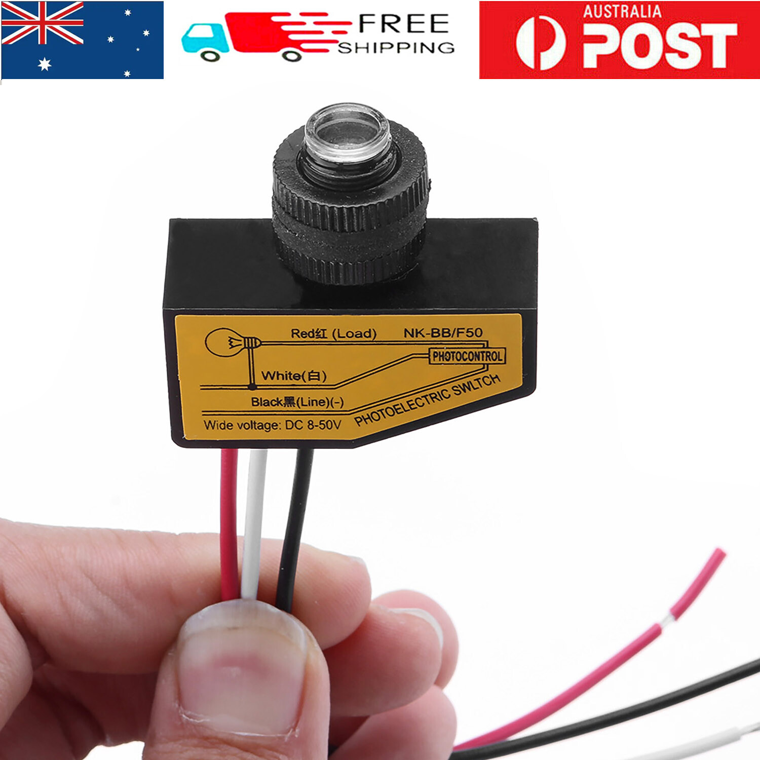 Photocell Light Sensor Switch DC 8-50V Dusk To Dawn Control Black Indoor Only