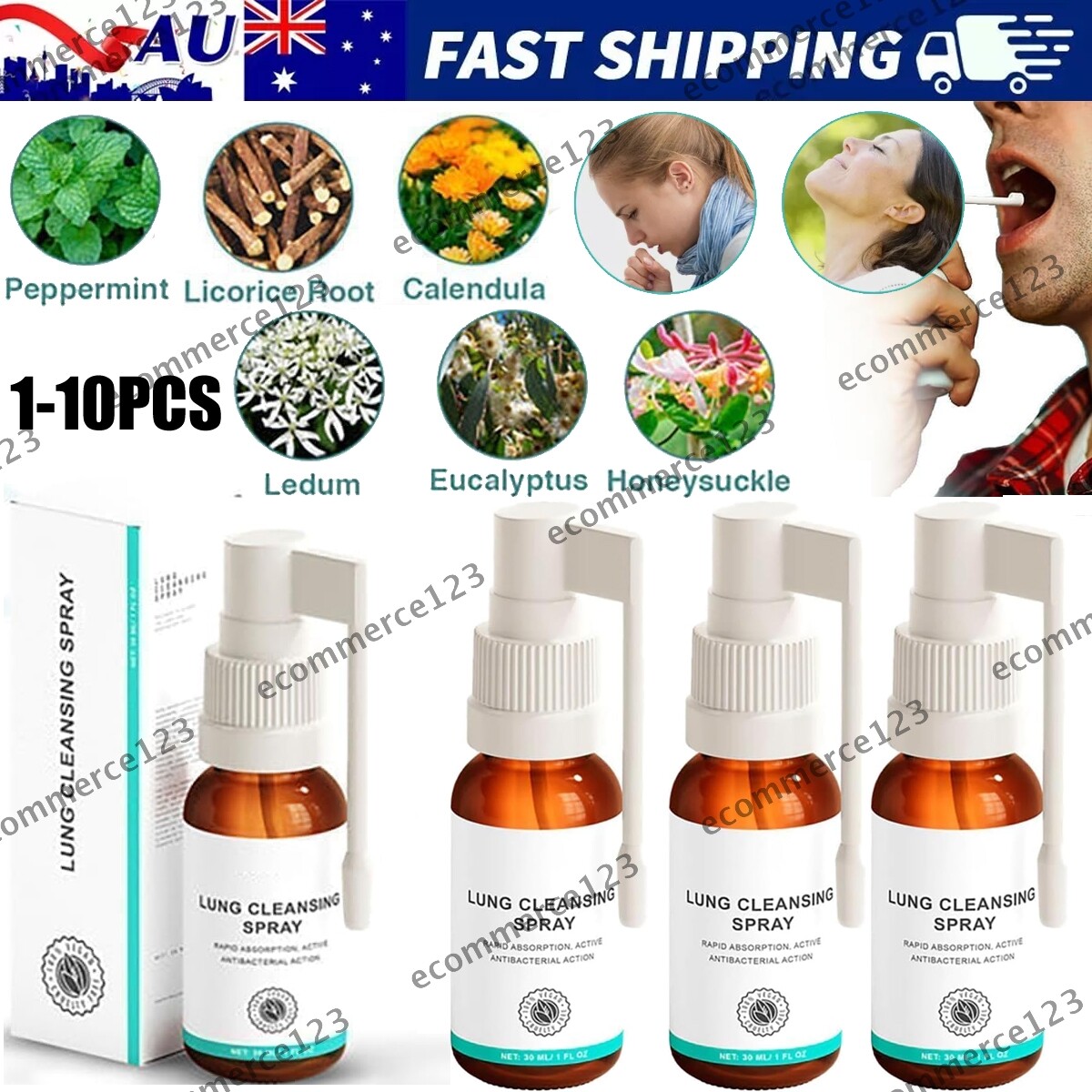 Medilisk Herbal Lung Cleansing Spray Mist 30ml Eucalyptus Oil Peppermint Extract