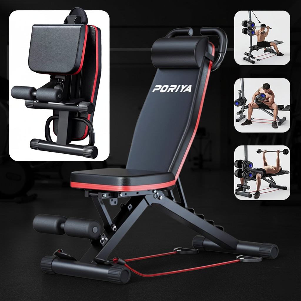 PORIYA Adjustable Dumbbell Weight Bench 8233-1 Foldable Incline Decline 250KG