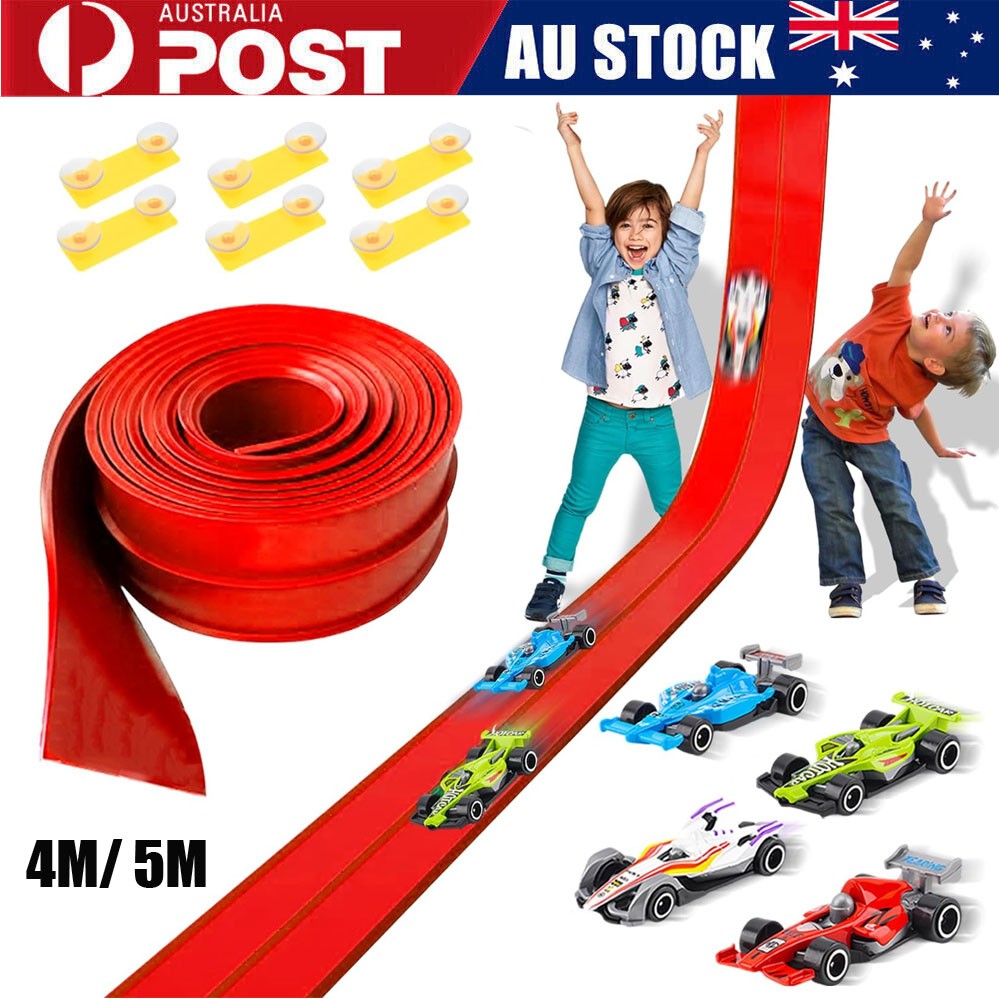Flexible Race Track Kids Roll Up Car 4 Alloy Cars STEM Learning DIY Gravity Fun