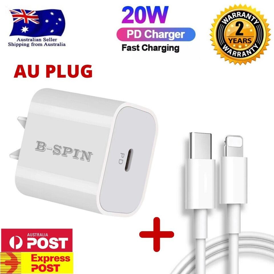 B-SPIN 20W USB-C PD Fast Charger Type-C Wall Adapter AU Plug iPhone 17 16 15