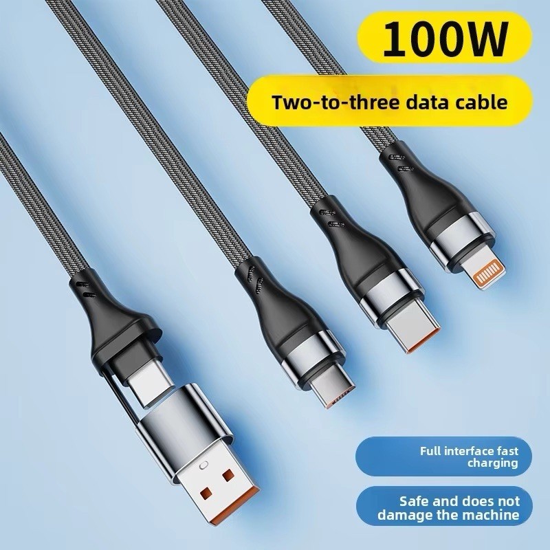 B-SPIN 6 in 1 USB 100W Fast Charging Cable iPhone Type-C Micro Braided 1.2M