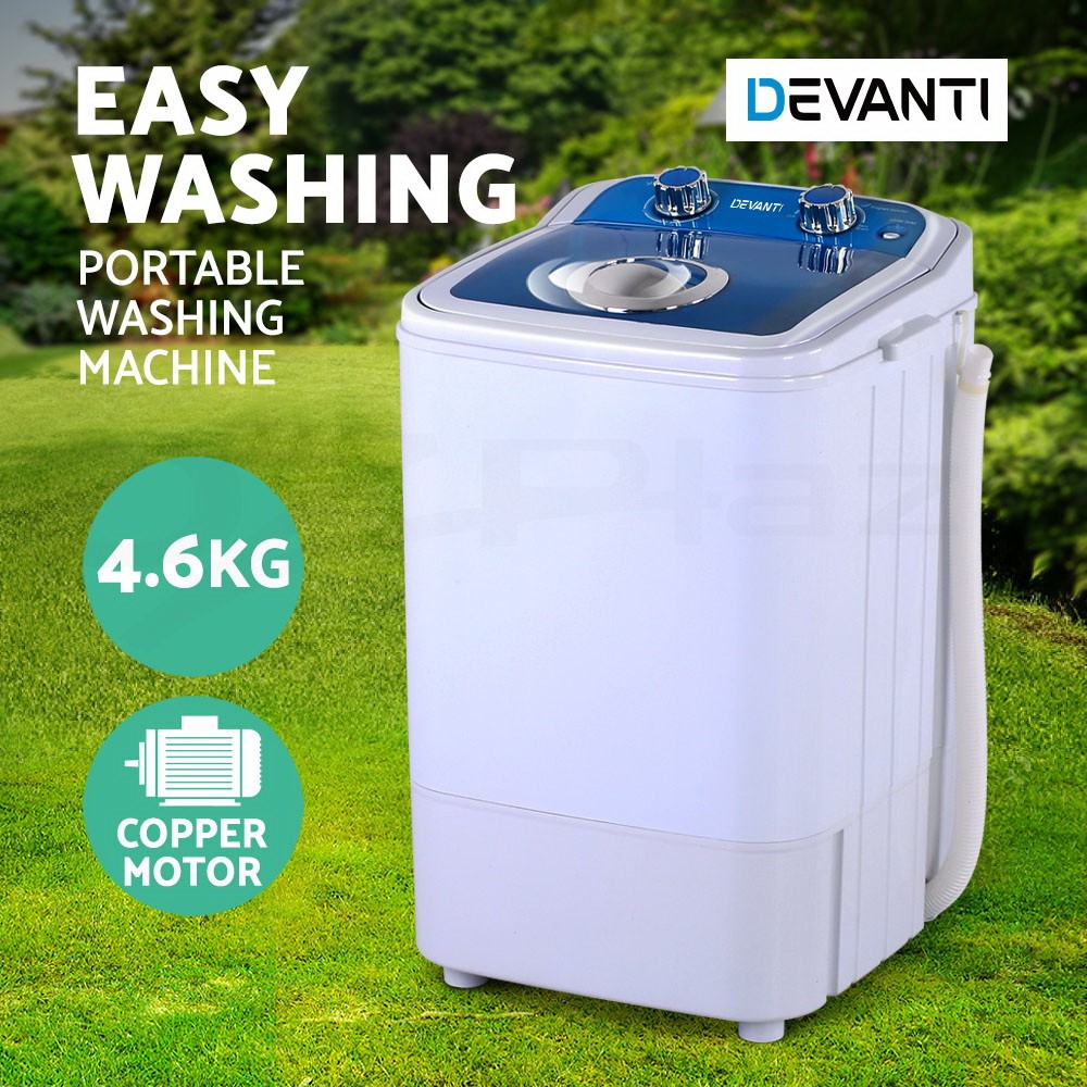 Devanti Mini Portable Washing Machine 4.6KG 2 In 1 Wash Spin Dry Camping RV