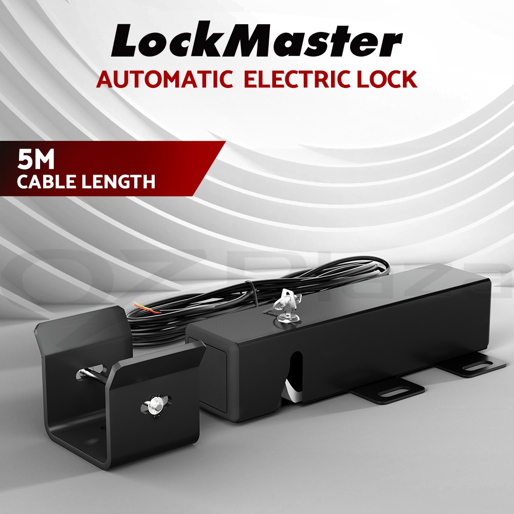 LockMaster Automatic Electric Lock 24V Swing Gate Opener Black IP44 5m Cable