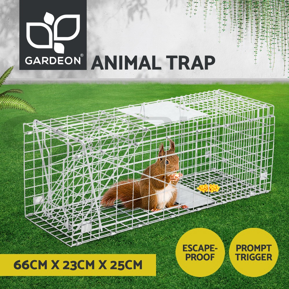 Giantz Humane Animal Trap Cage Live Catch Rust-resistant Silver 66 x 23 x 25cm