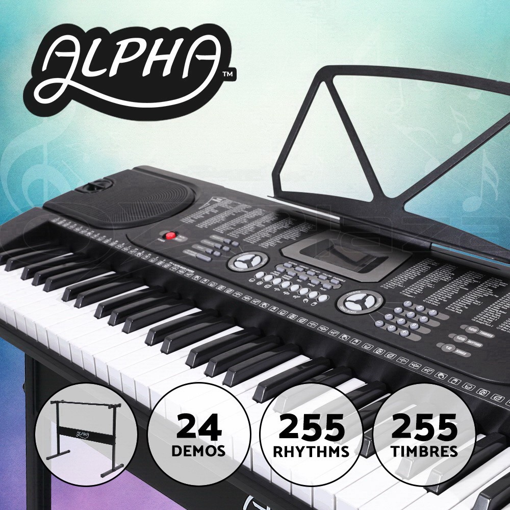Alpha EK-60 61-Key Portable Electronic Keyboard Black Adjustable Stand Beginner