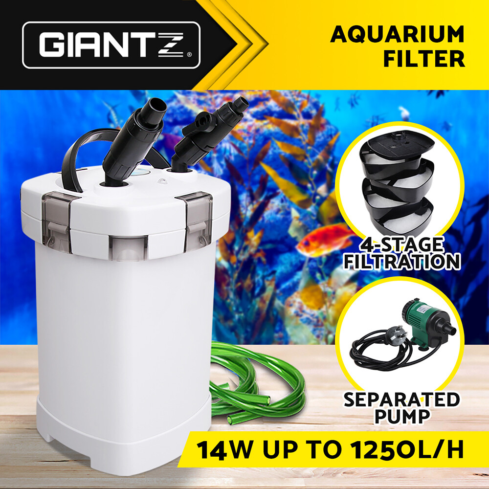 Giantz External Canister Filter AQ-FP-HW1250L 1250L/H 4 Stage 250 litres White