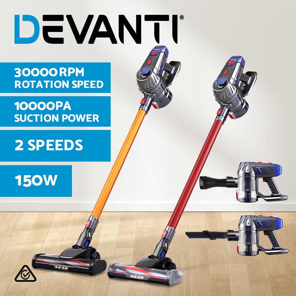 Devanti Cordless Bagless Handstick Vacuum Cleaner 150W 10000Pa HEPA Gold grey