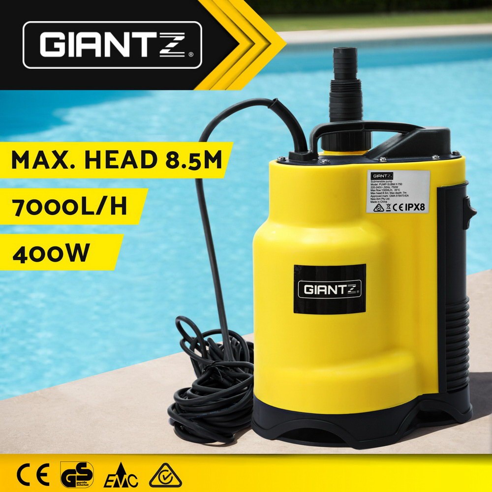 Giantz Submersible Sump Pump 400W 7000l/h Dirty Clean Water Float 10m Cable 3mm