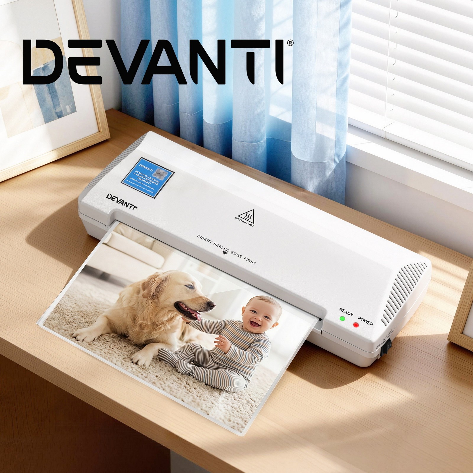 Devanti A4 Laminator Machine Hot Cold 240mm 250mm/min 80-125 microns ABS White