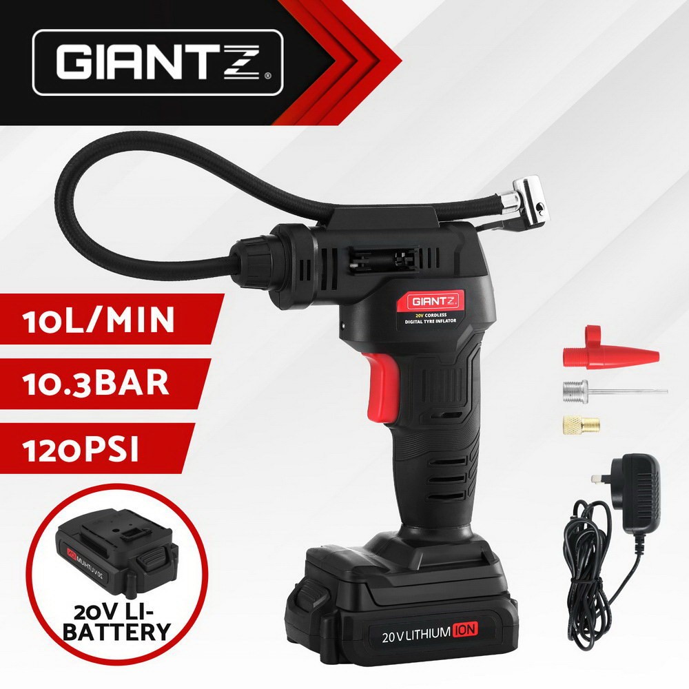 Giantz Cordless Tyre Inflator 20V 120PSI Digital Display LED Air Compressor