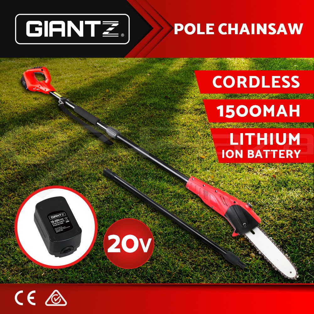 Giantz 20V Lithium-Ion Cordless Pole Chainsaw 8 1500mAh Battery 90cm Extension