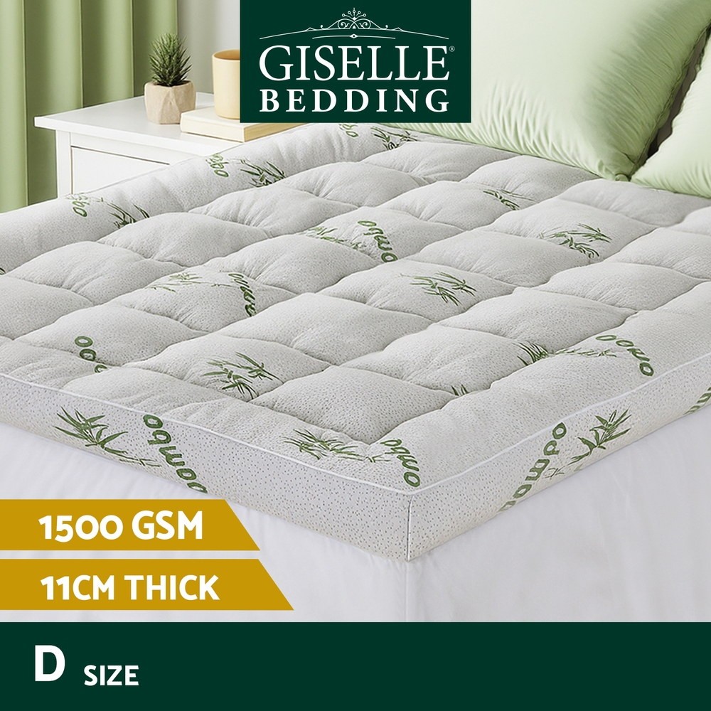 Giselle Bedding Double Topper 11cm Pillowtop Bamboo Cover 1500GSM Hollow Fiber
