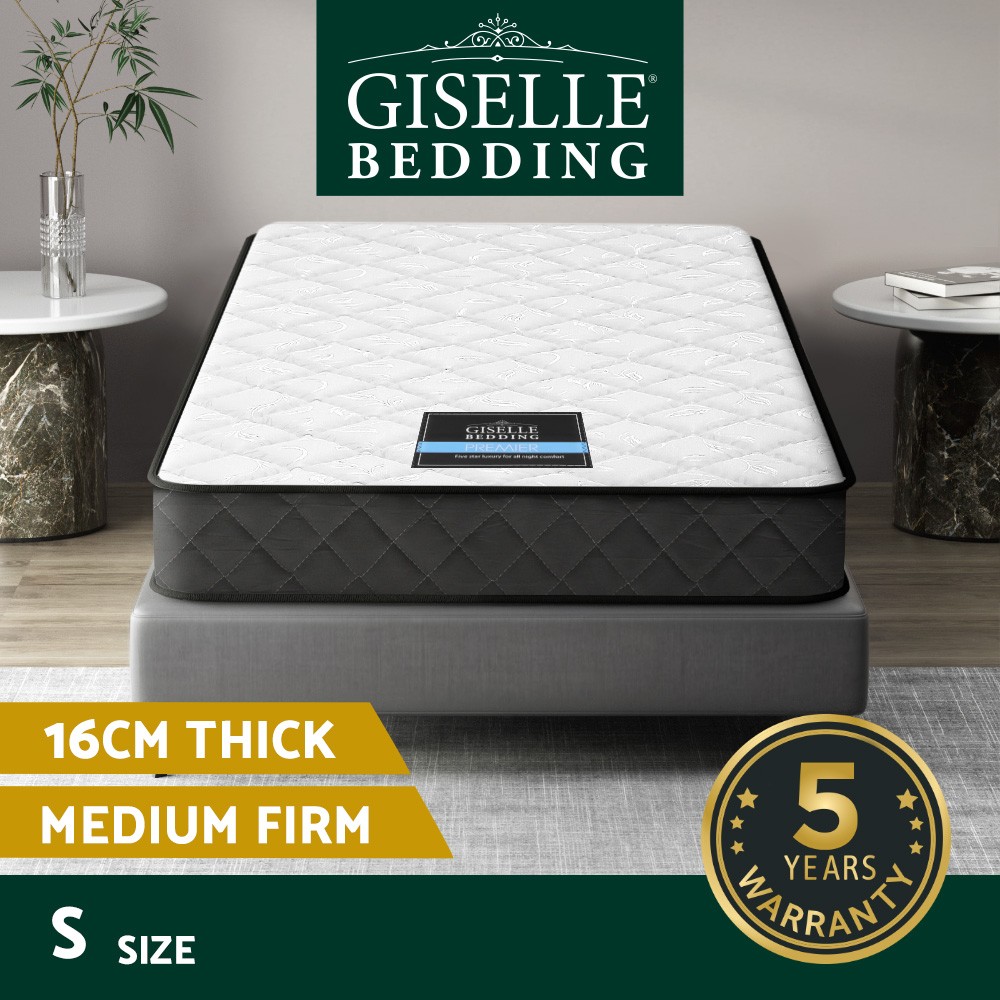 Giselle Bedding Bonnell Spring Mattress Single Medium Firm 190 91 16cm Quilting