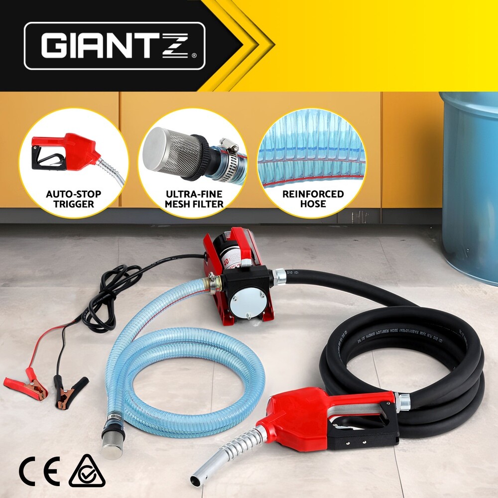Giantz Diesel Oil Transfer Pump 12V DC 40L/min 10GPM Auto cut-out Nozzle Hose