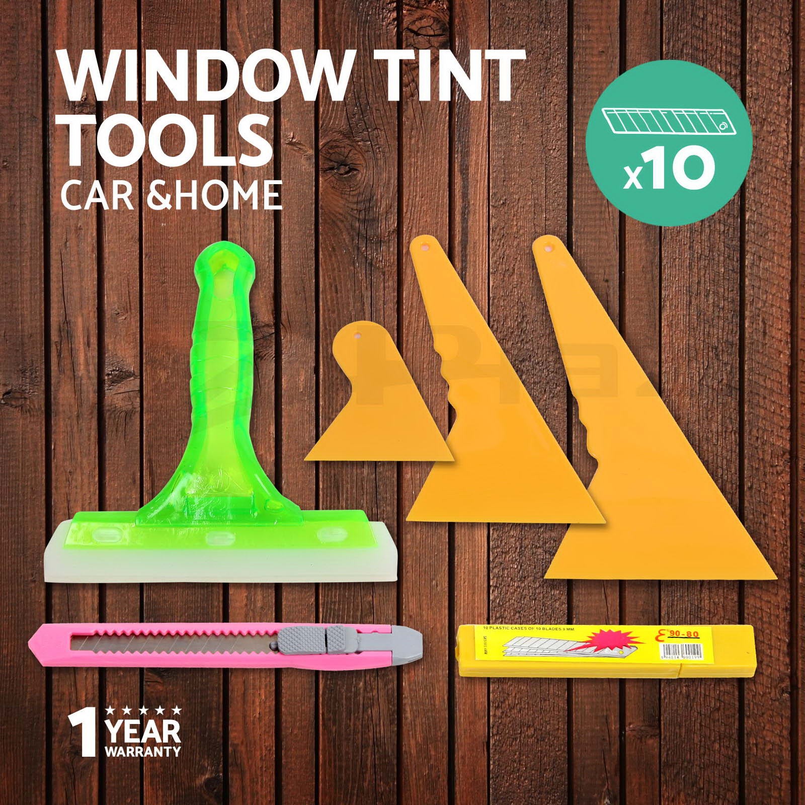 Giantz 5pc Window Tint Tools Kit Professional Car House Film Squeegee Yellow