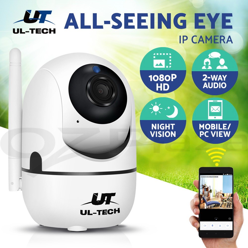 UL-Tech 1080P Wireless Indoor IP Security Camera WiFi Dome White 2.0 Megapixel
