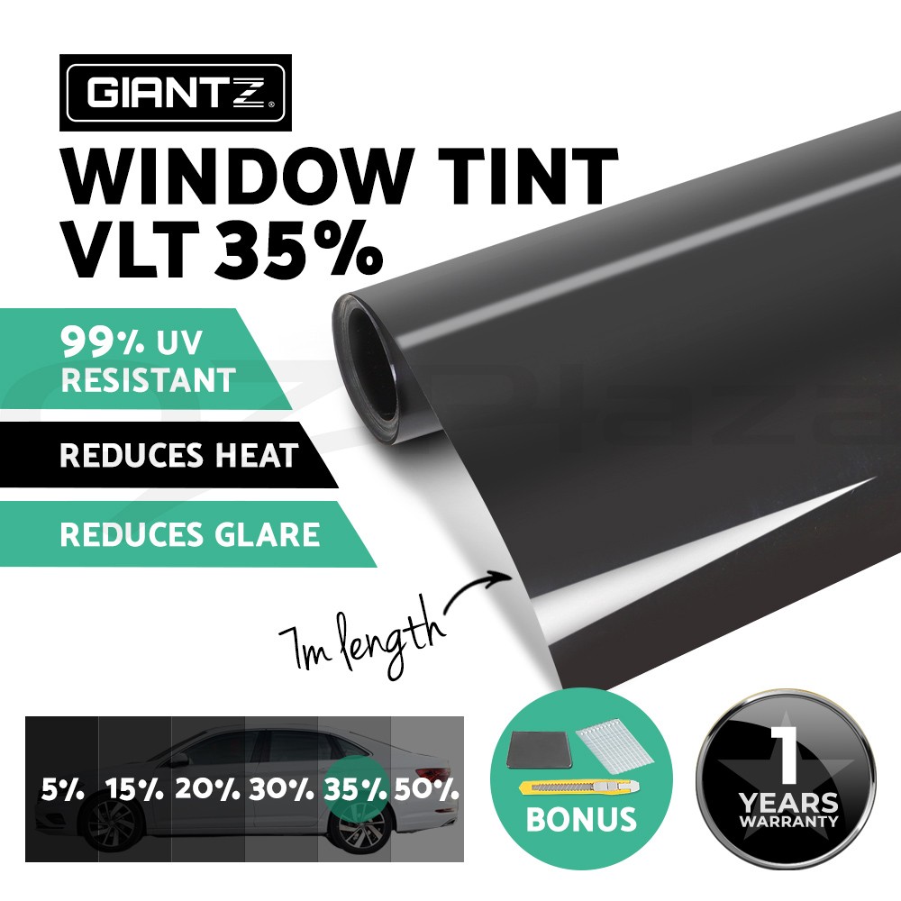 Giantz Dyed Window Tint Film 35 VLT Black 76cm 7m 99 UV Resistance Home Tools