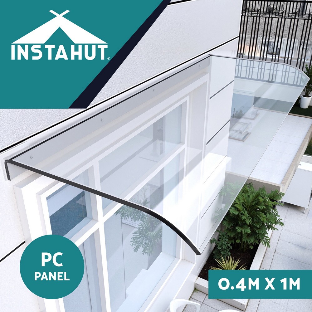 Instahut Window Door Awning 0.4mx1m PET Polycarbonate UV Resistant Transparent