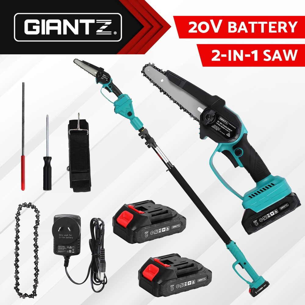 Giantz 20V Lithium Cordless Telescopic Pole Chainsaw 6 Inch Tree Trimmer Kit