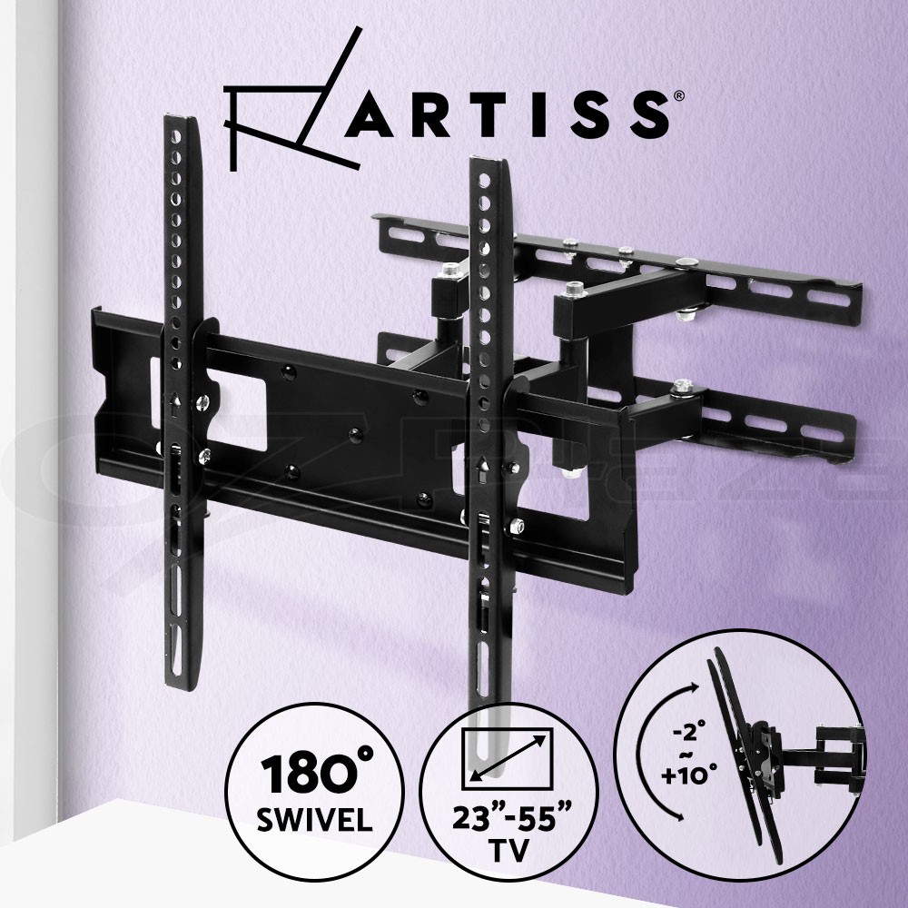 Artiss TV Wall Mount 23-55 Black Full Motion Swivel Tilt 100mm-400mm 50kg Steel