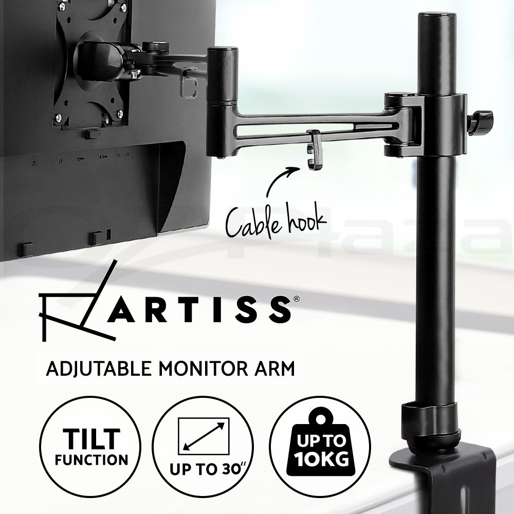 Artiss Single Monitor Arm Stand Desk Mount Clamp Black VESA 75mm x75mm and 100mm