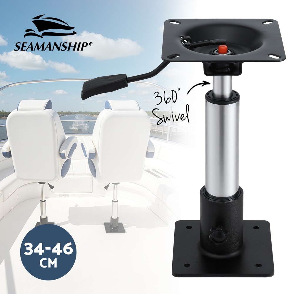 Seamanship Boat Seat Pedestal Lift Adjustable 340mm-460mm 360 Degrees Base Black